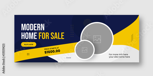Modern abstract corporate real estate facebook cover design, banner, social media post