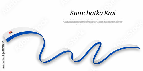 Waving ribbon or stripe with flag of Kamchatka Krai