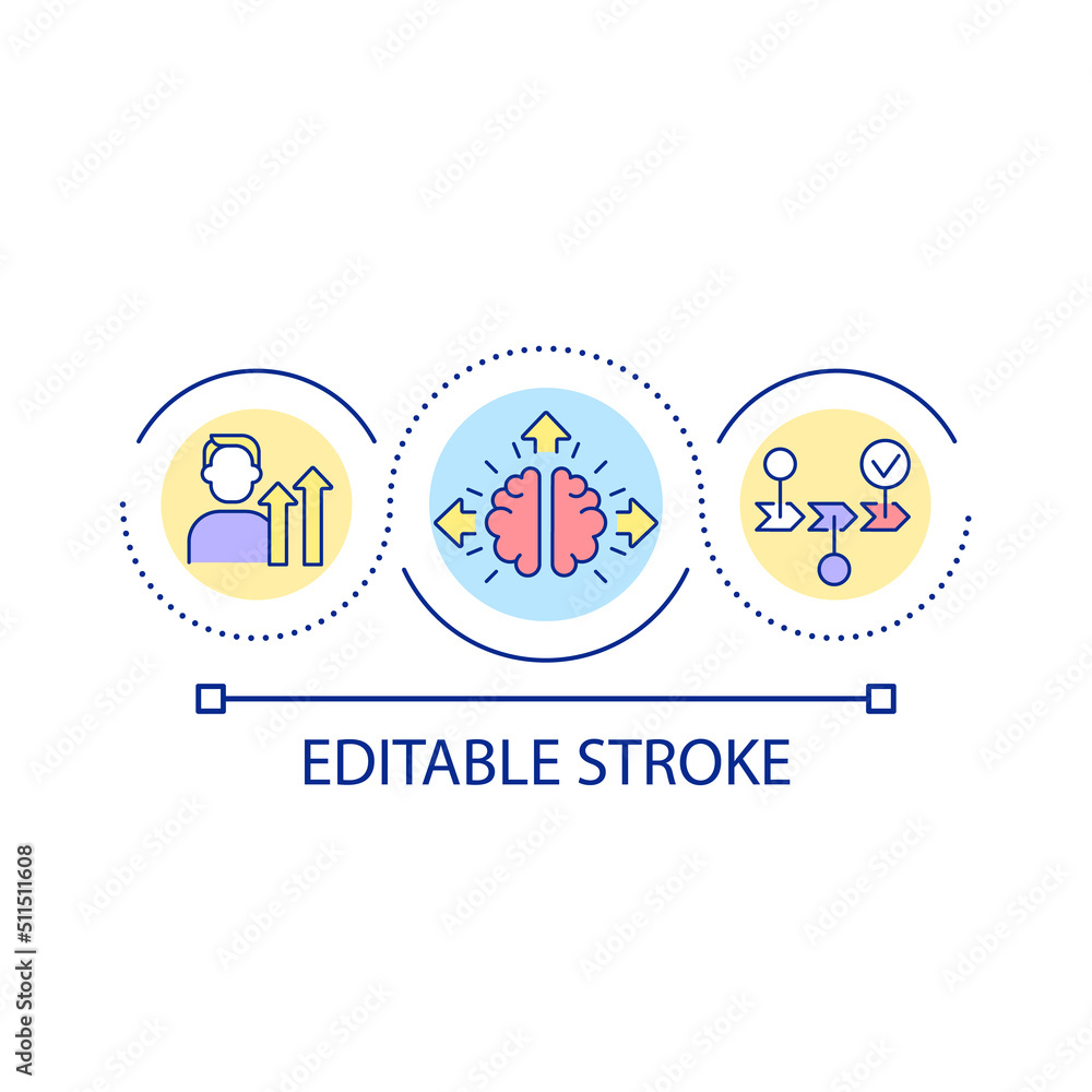 Deeping knowledge loop concept icon. Learning and education. Knowledge and information acquisition abstract idea thin line illustration. Isolated outline drawing. Editable stroke. Arial font used