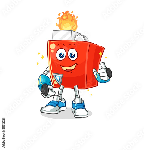 lighter robot character. cartoon mascot vector