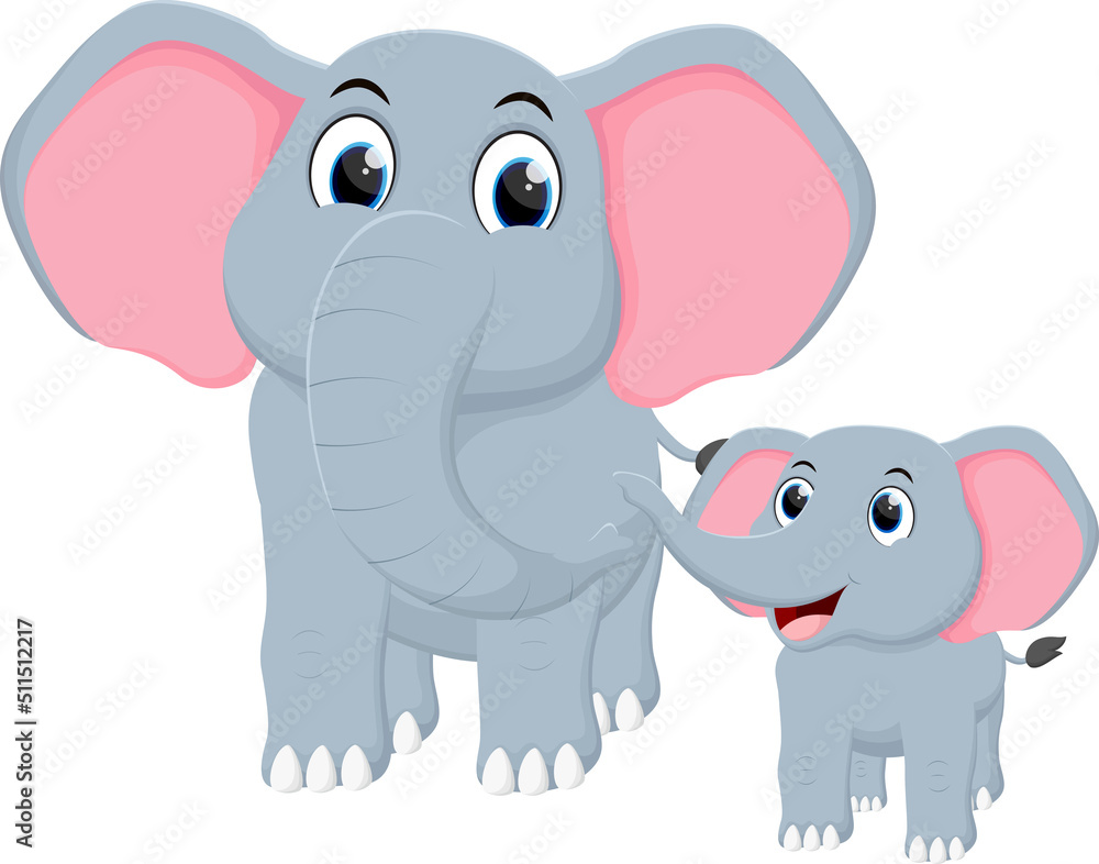Mother and baby elephant Cartoon Mother and baby elephant Cartoon