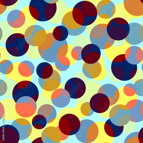 Bright color layered circles of different sizes Abstract geometric seamless pattern in retro style