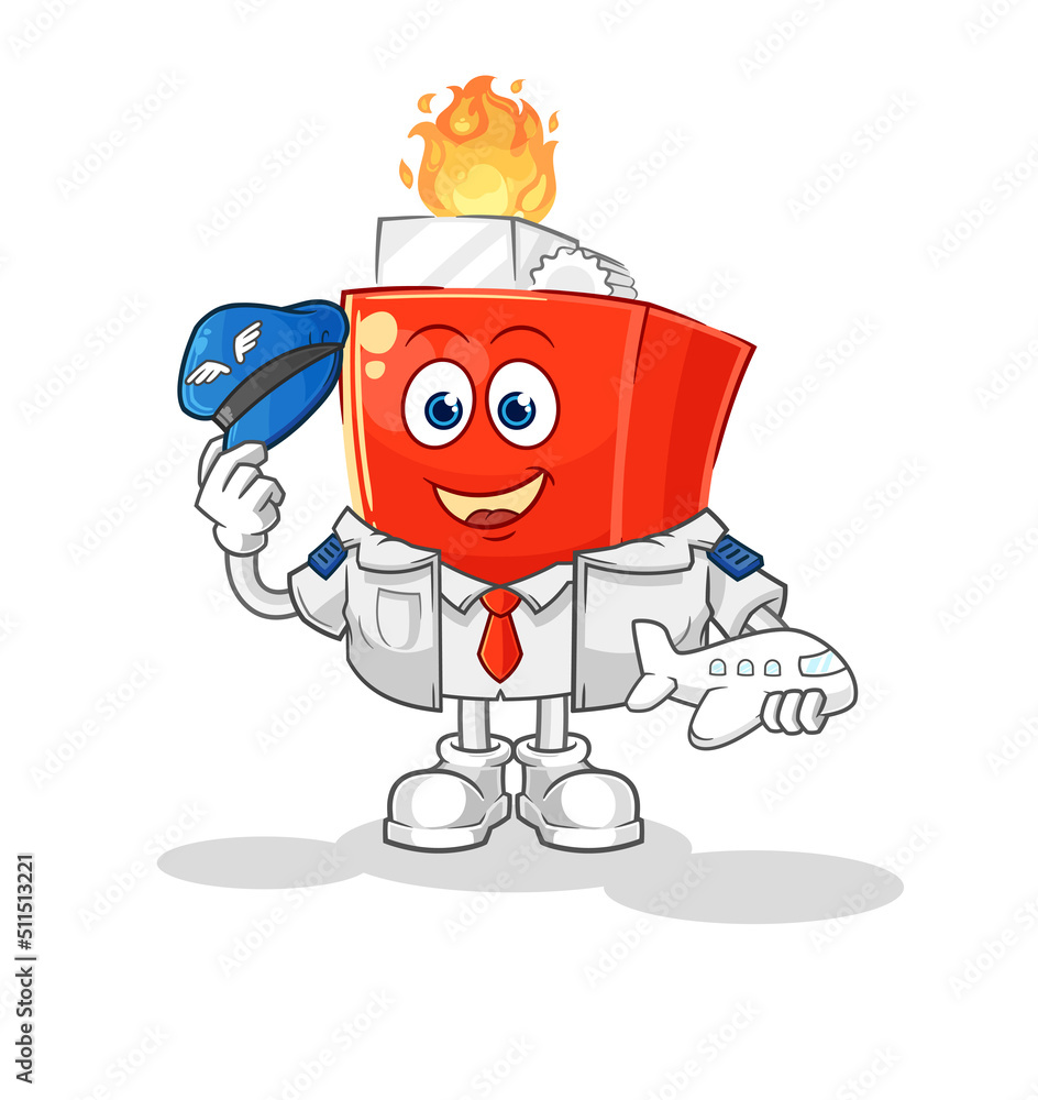 Obraz premium lighter pilot mascot. cartoon vector