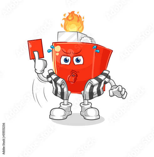 lighter referee with red card illustration. character vector