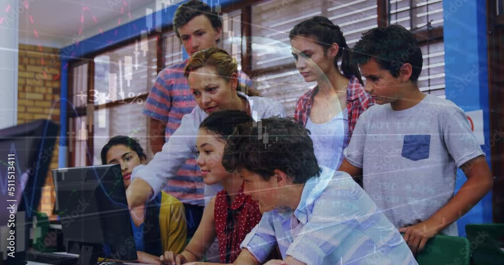 Animation of data processing over diverse students using computer Animation of data processing over diverse students using computer