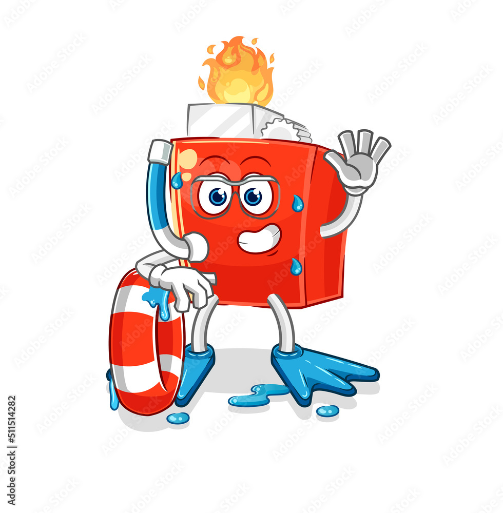 Obraz premium lighter swimmer with buoy mascot. cartoon vector