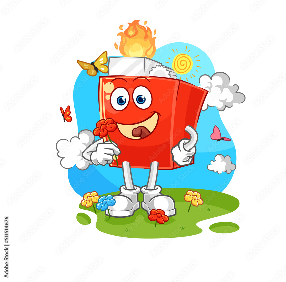 Naklejka premium lighter pick flowers in spring. character vector