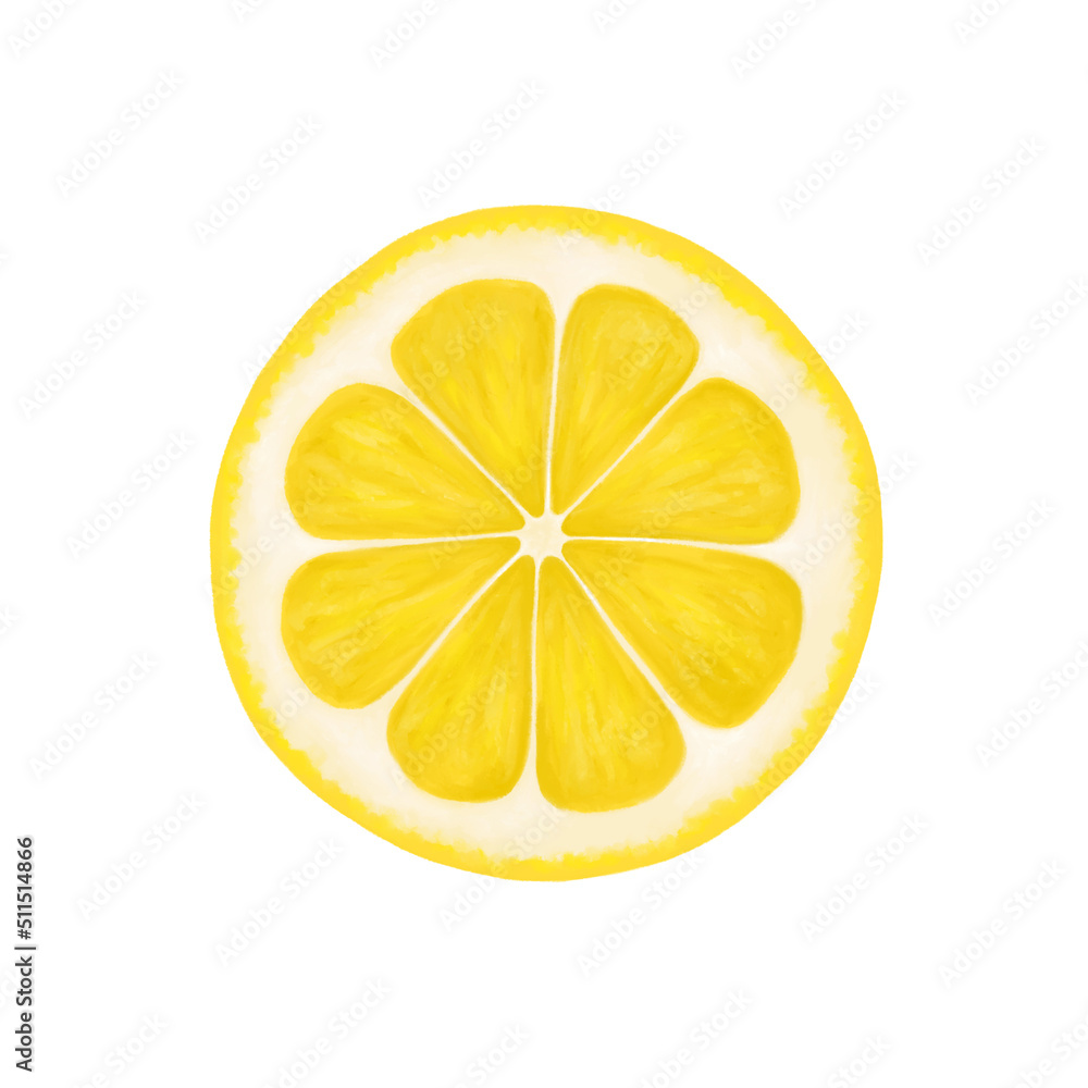 Lemon round slice. Realistic illustration isolated on white background. Lemon icon clip art. Lemon round slice. Realistic illustration isolated on white background. Lemon icon clip art.