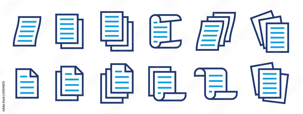 File with text icon vector set. Collection of outline paper document symbol illustration. File with text icon vector set. Collection of outline paper document symbol illustration.