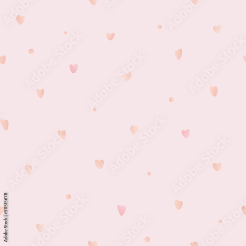 Simple vector seamless pattern with pink hearts on white background. For wallpapers, fabric and textile print, gift and wrapping paper, decoration and invitation, pattern fills or web page background.