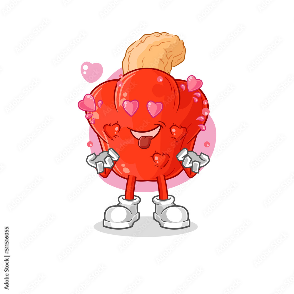 cashew fruit fallin love vector. cartoon character cashew fruit fallin love vector. cartoon character