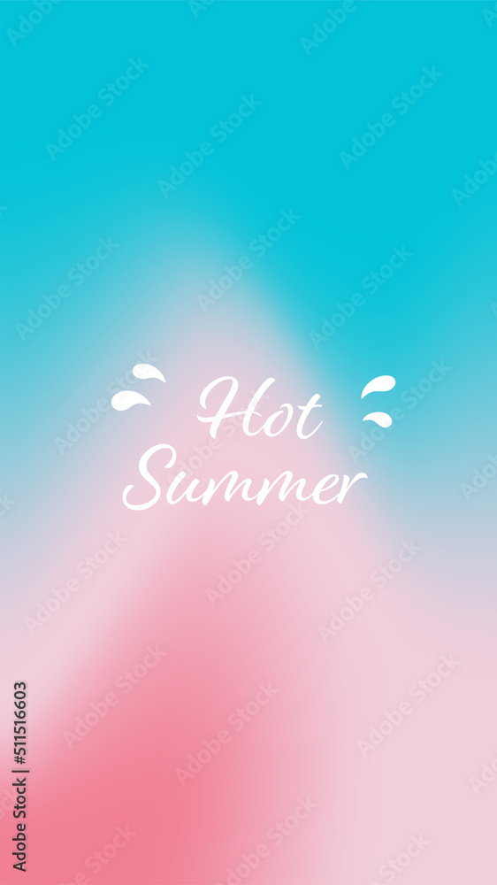 Hot Summer lettering. Abstract gradient background with bright colours. Summer theme. Vector illustration.