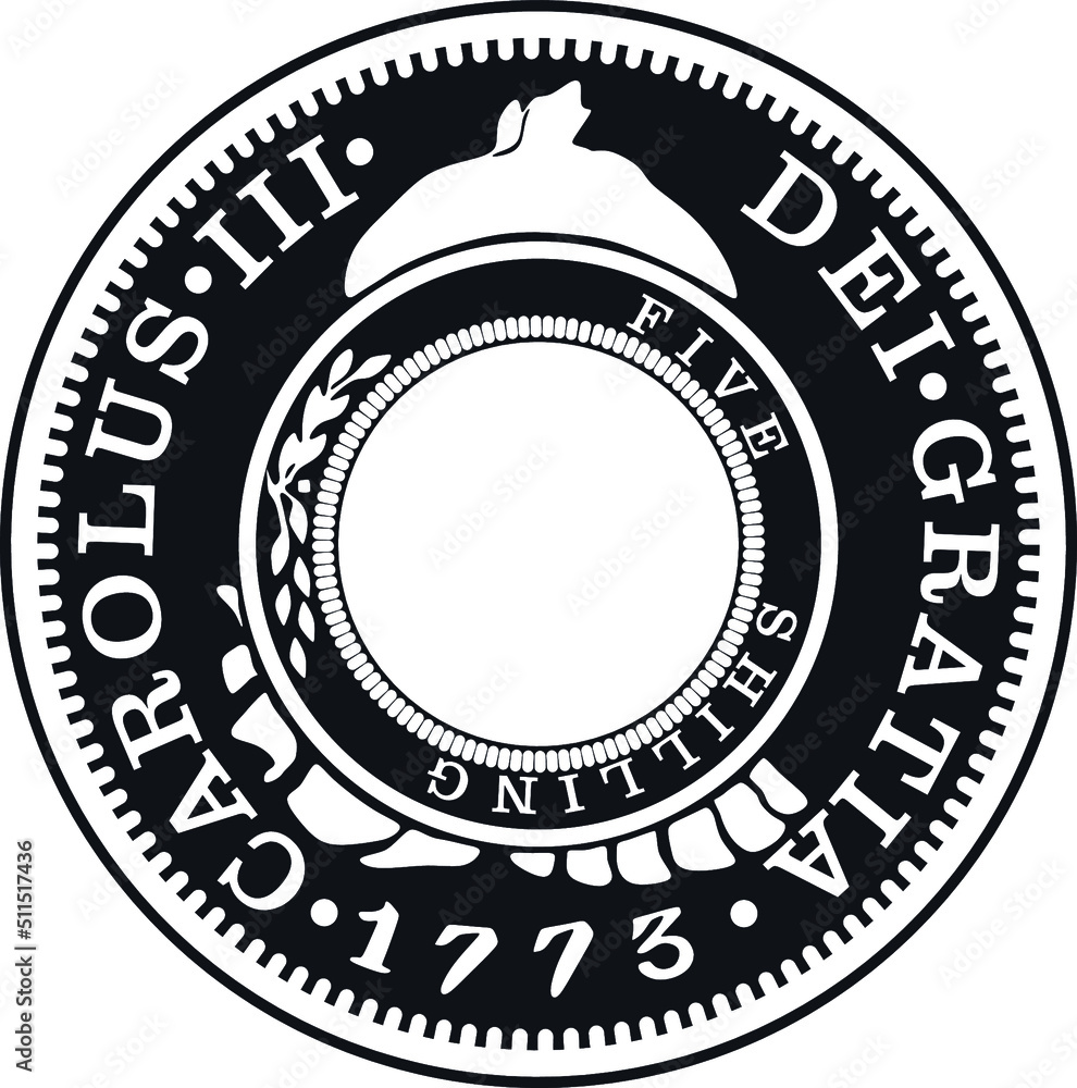 five shilling england silver coin with hole handmade silhouette vector five shilling england silver coin with hole handmade silhouette vector