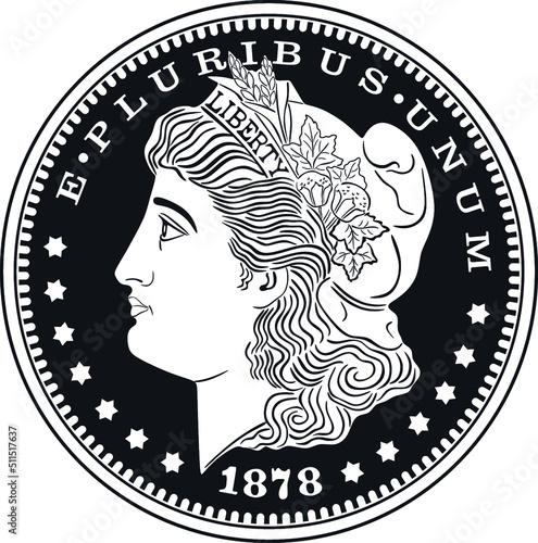 e pluribus unum dollar coin black design handmade silhouette photo