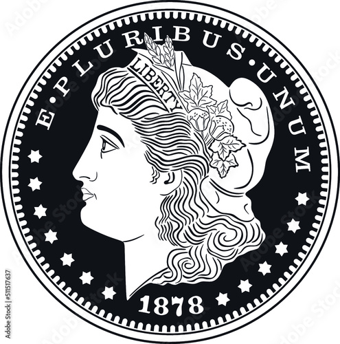 e pluribus unum dollar coin black design handmade silhouette