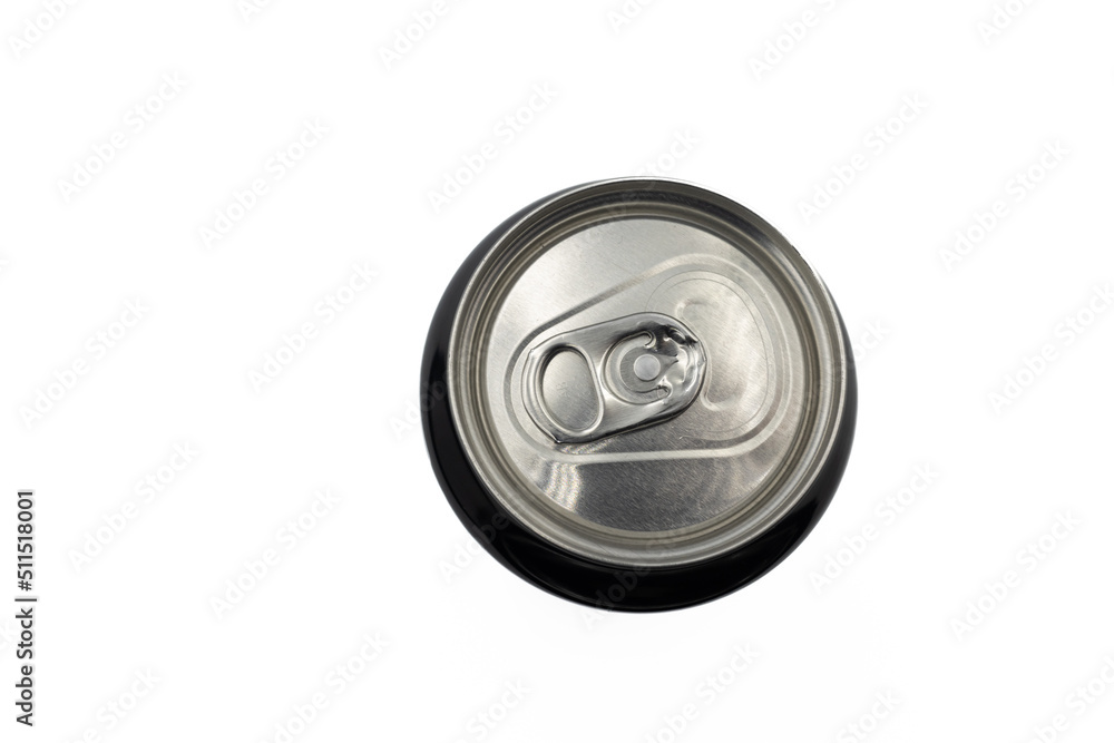 Aluminum can isolated on white background, top view. Aluminum can isolated on white background, top view.