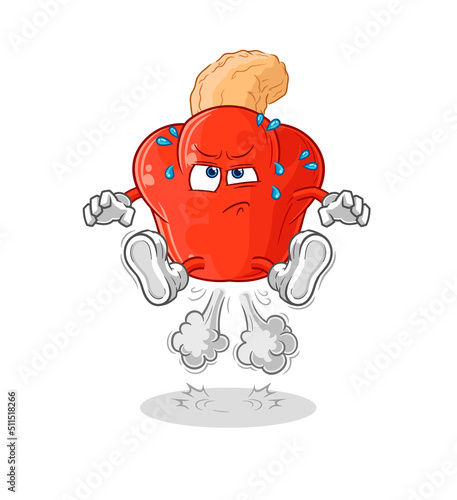 cashew fruit fart jumping illustration. character vector
