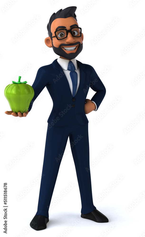 Fun 3D cartoon illustration of an indian businessman Fun 3D cartoon illustration of an indian businessman