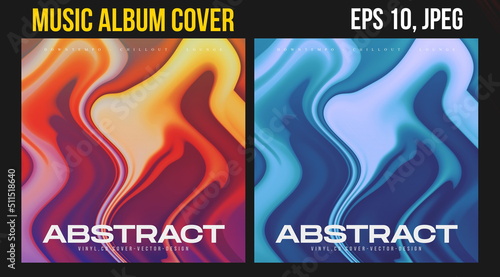 Music Album Cover for the Web Presentation. Colorful Vector Background. Abstract postcard set. Posters Template. Vinyl and CD DVD artwork design. Square banners, brochure, book. Electronic Music   
