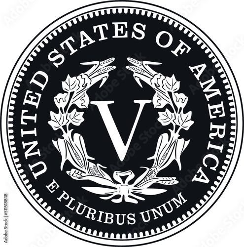 e pluribus unum dollar coin black design handmade silhouette