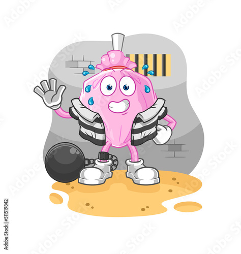 cute candy criminal in jail. cartoon character