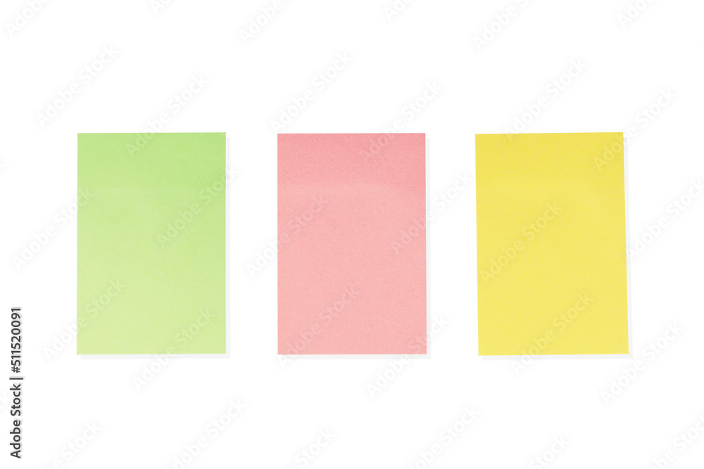 colored scrapbooks on white background. bright sticky notes