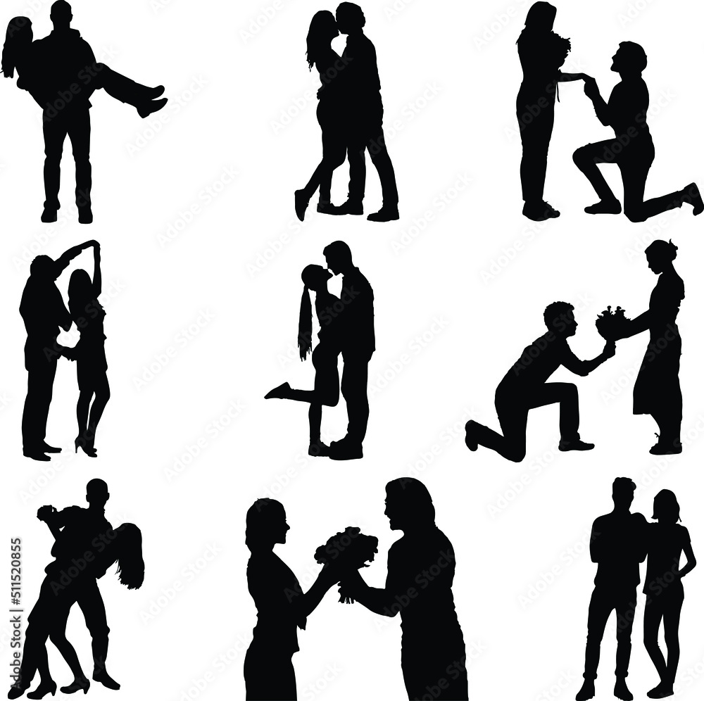 silhouettes of couples