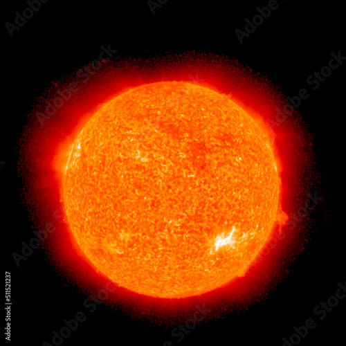Canvas Print Solar Storm, A flare bursts from the Sun, Close up Sun image, telescope photo, The coronal mass ejection, solar activity, aurora lit the night sky