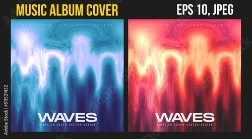 Music Album Cover for the Web Presentation. Colorful Vector Background. Abstract postcard set. Posters Template. Vinyl and CD DVD artwork design. Square banners, brochure, book. Electronic Music   