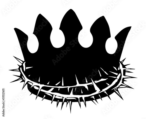 Precious golden crown with thorns. Vector drawing