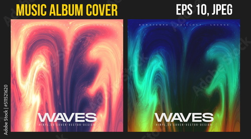 Music Album Cover for the Web Presentation. Colorful Vector Background. Abstract postcard set. Posters Template. Vinyl and CD DVD artwork design. Square banners, brochure, book. Electronic Music   