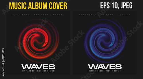 Music Album Cover for the Web Presentation. Colorful Vector Background. Abstract postcard set. Posters Template. Vinyl and CD DVD artwork design. Square banners, brochure, book. Electronic Music   
