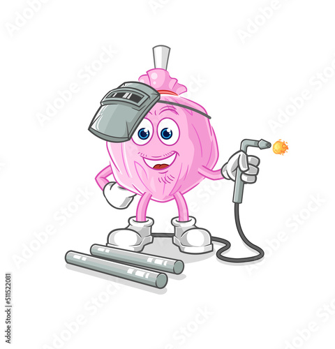 cute candy welder mascot. cartoon vector
