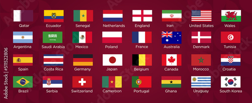 Football. 2022. Flags of the participating teams