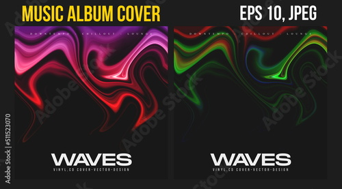 Music Album Cover for the Web Presentation. Colorful Vector Background. Abstract postcard set. Posters Template. Vinyl and CD DVD artwork design. Square banners, brochure, book. Electronic Music   