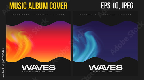 Music Album Cover for the Web Presentation. Colorful Vector Background. Abstract postcard set. Posters Template. Vinyl and CD DVD artwork design. Square banners, brochure, book. Electronic Music   