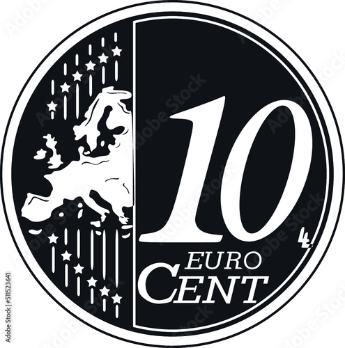 10 cent euro coin black design handmade silhouette collection