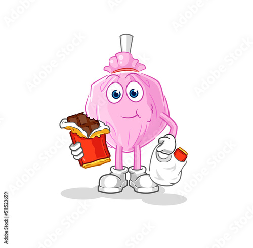 cute candy eat chocolate mascot. cartoon vector
