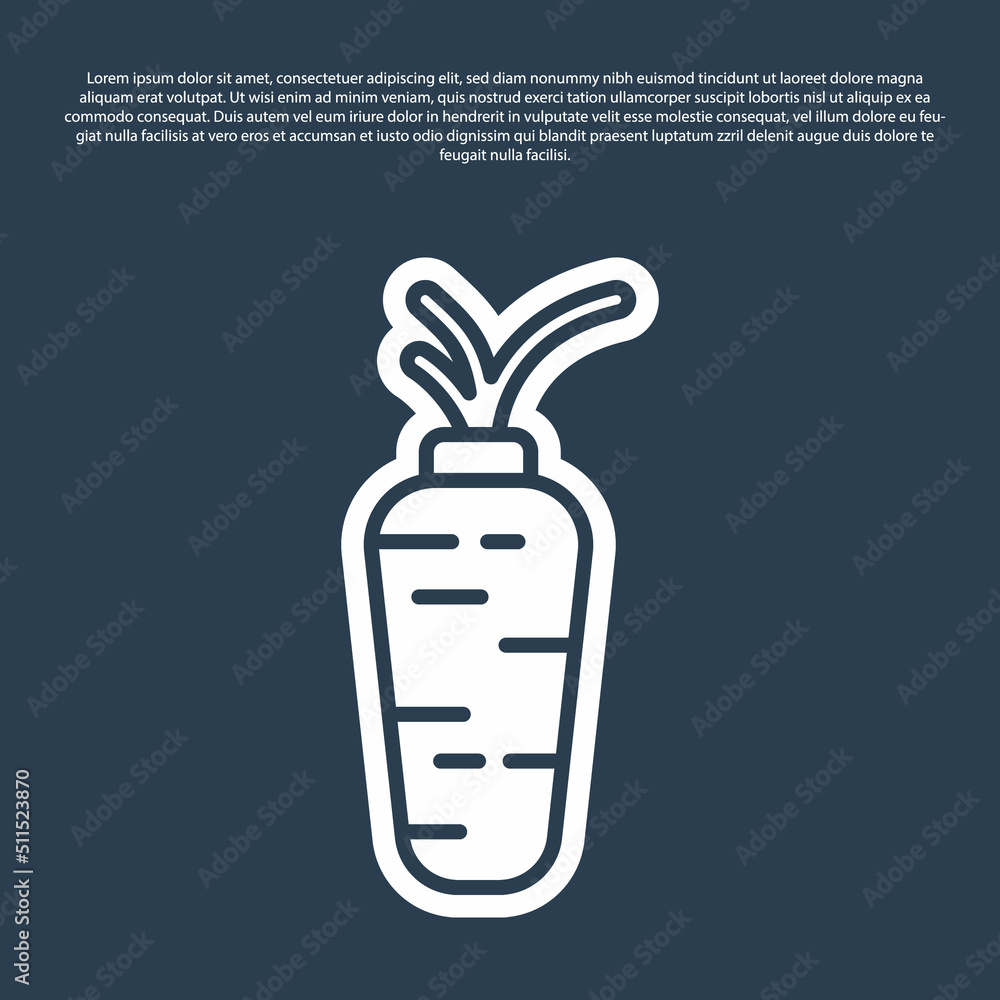 Blue line Carrot icon isolated on blue background. Vector Blue line Carrot icon isolated on blue background. Vector
