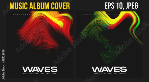Music Album Cover for the Web Presentation. Colorful Vector Background. Abstract postcard set. Posters Template. Vinyl and CD DVD artwork design. Square banners, brochure, book. Electronic Music   