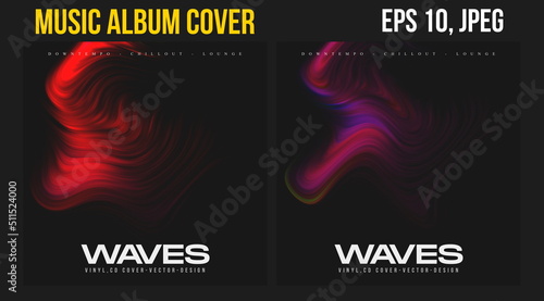 Music Album Cover for the Web Presentation. Colorful Vector Background. Abstract postcard set. Posters Template. Vinyl and CD DVD artwork design. Square banners, brochure, book. Electronic Music   