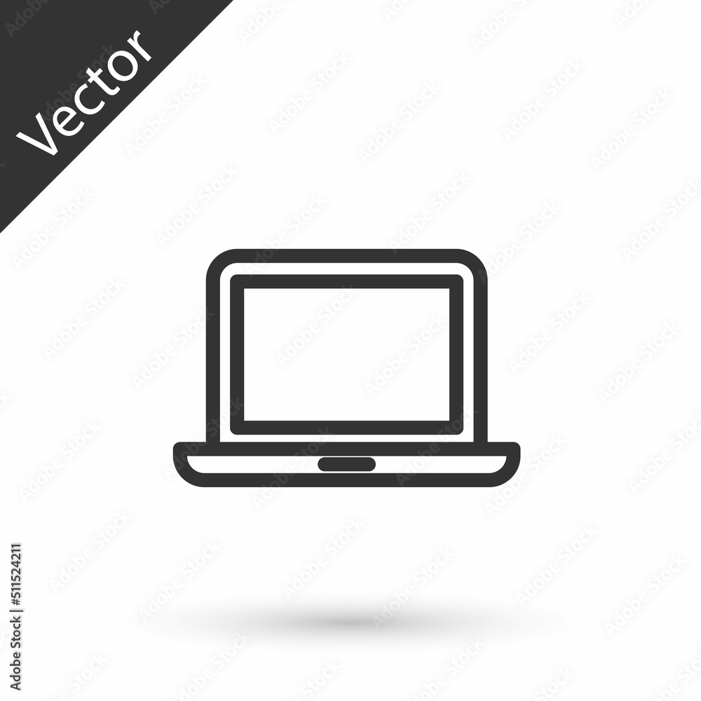Grey Laptop icon isolated on white background. Computer notebook with empty screen sign. Vector Grey Laptop icon isolated on white background. Computer notebook with empty screen sign. Vector