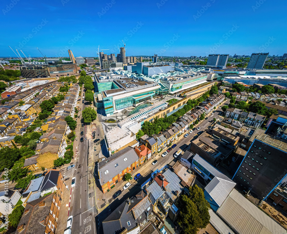 Obraz premium The aerial view of Shepherds Bush and Westfield area in London