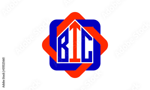 BIC three letter real estate logo with home icon logo design vector template | construction logo | housing logo | engineering logo | initial letter logo | minimalist logo | property logo |	