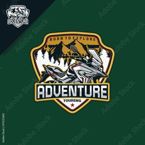 touring adventure motorcycle illustration. for logo emblems or icons