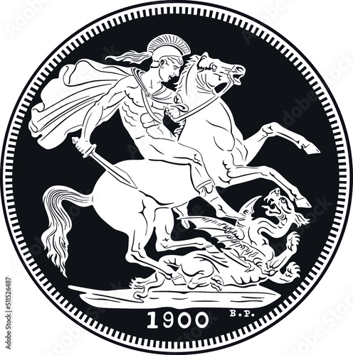 gold sovereign coin 1900 black design handmade silhouette 