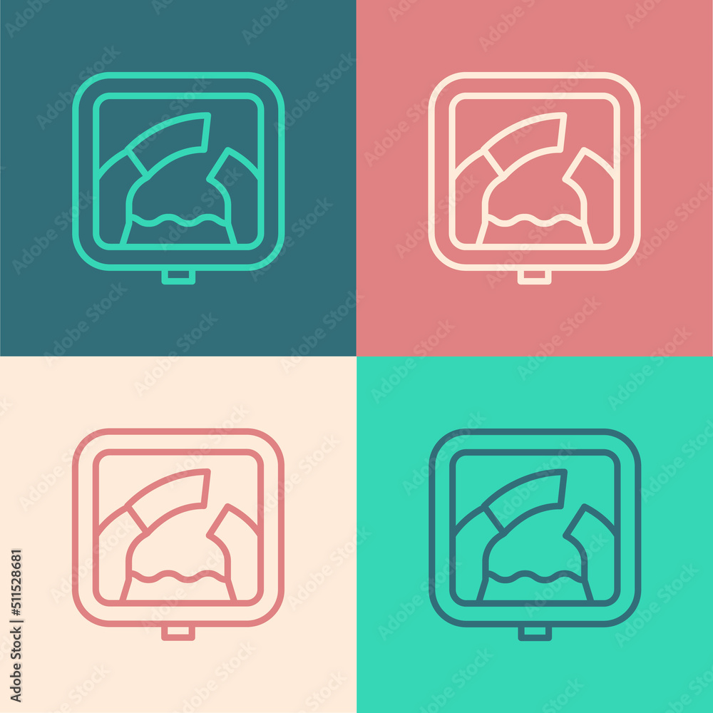 Pop art line Drawbridge ahead icon isolated on color background. Information road sign. Vector Pop art line Drawbridge ahead icon isolated on color background. Information road sign. Vector