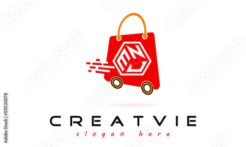 ENJ three letter e- Commerce logo design vector template | monogram logo | shopping logo | wordmark logo | letter mark logo | business logo | brand logo | minimalist logo | shopify logo | symbol photo