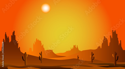 Arizona desert wild west nature scene, vector illustration