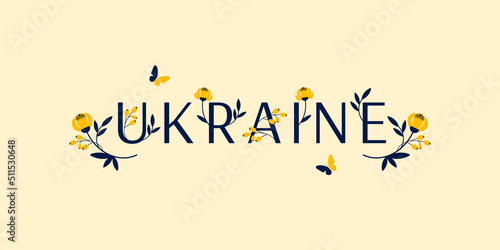 Ukraine. Ukraine banner for national day with floral design. Vector illustration.